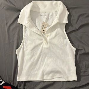 Aeropostale Sleeveless Collared Crop Top